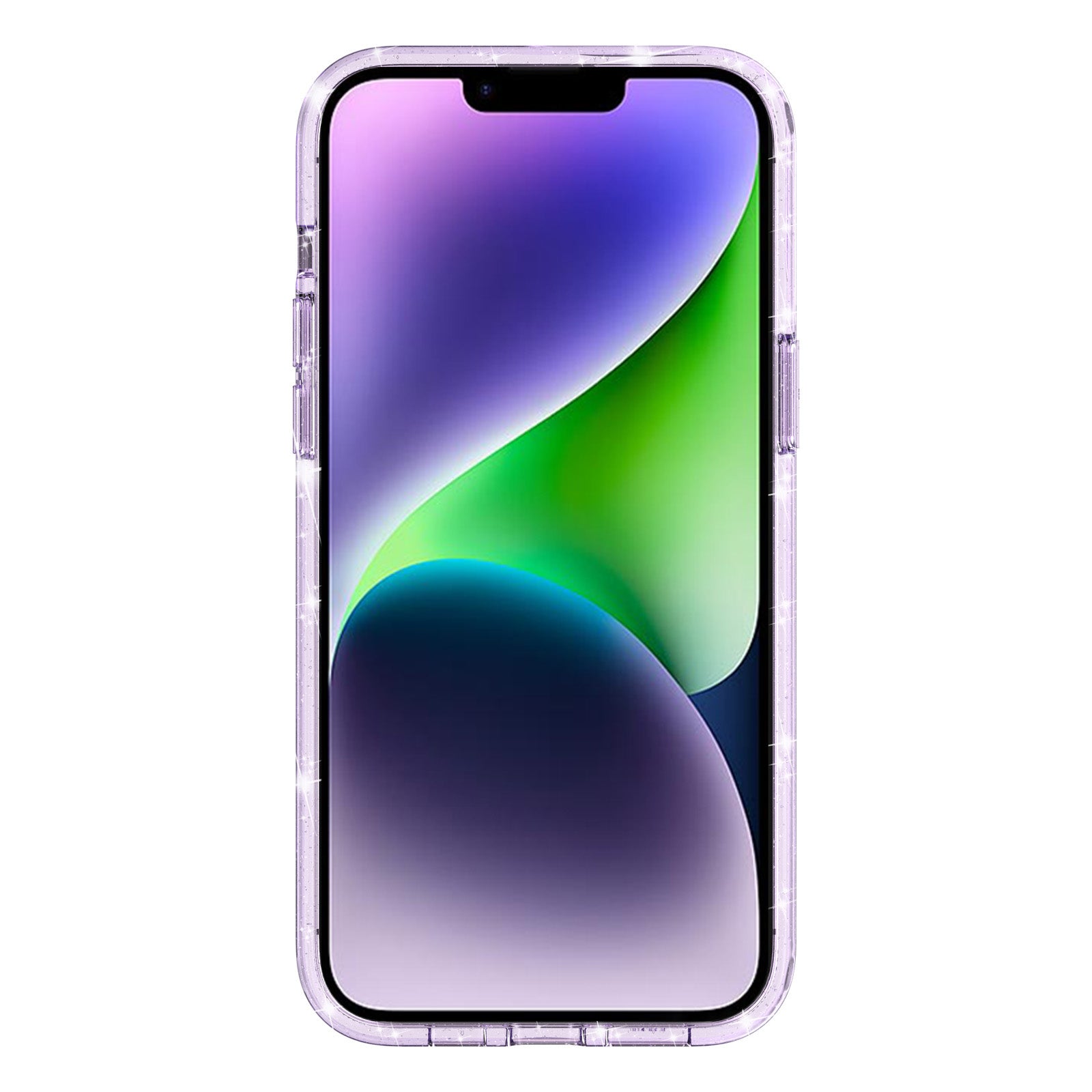 Uniqkart for iPhone 15 Bump Proof Protective Case Sparkly Glitter Hard PC + Soft TPU Phone Cover - Purple Uniqkart for iPhone 15 Bump Proof Protective Case Sparkly Glitter Hard PC + Soft TPU Phone Cover - Purple